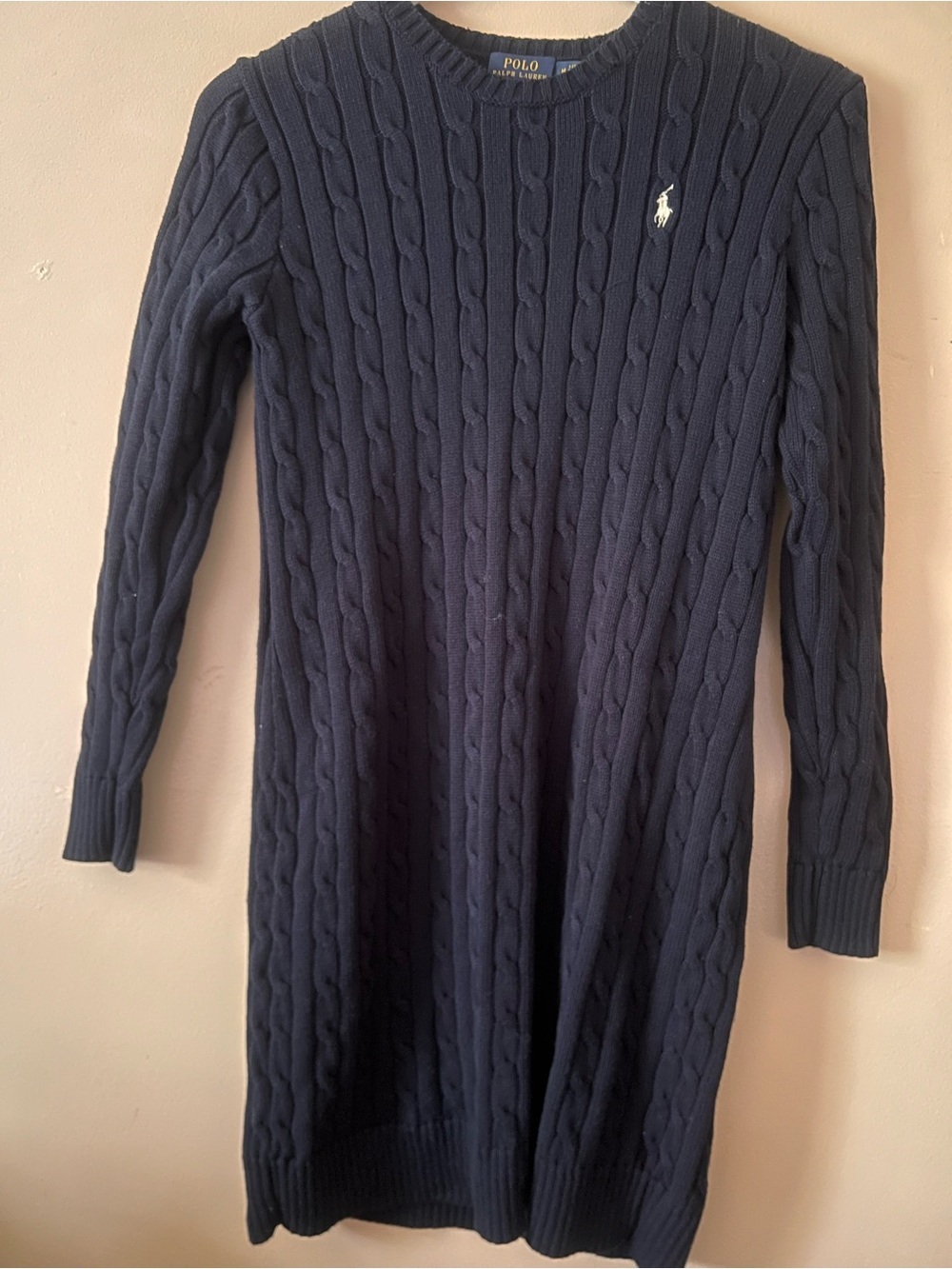Ralph Lauren Blue Cable-Knit Crewneck Sweater dress mini fitted preppy chic co - Picture 5 of 9